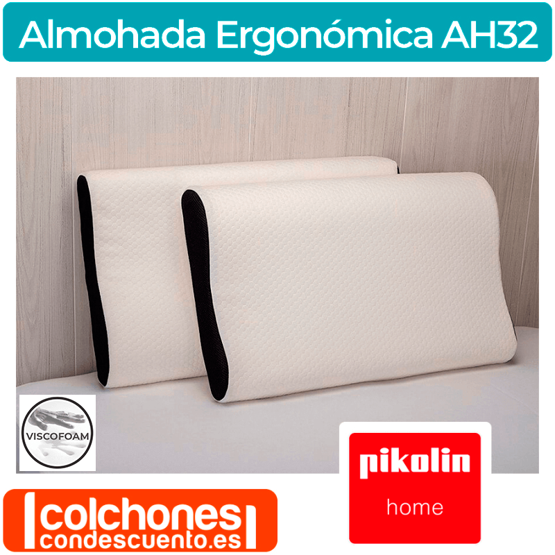 Pikolin Home - Pack 2 Almohadas Visco Ergonómicas de Doble Funda Adaptable  70X35cm