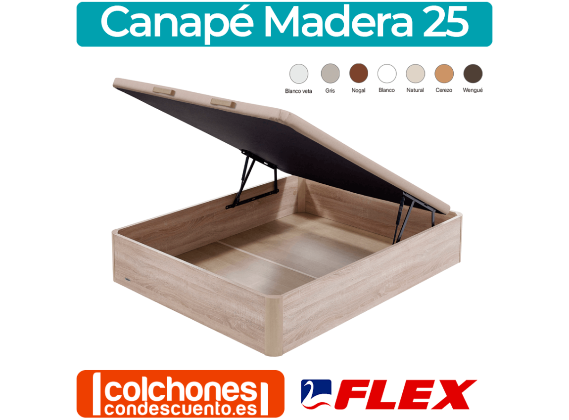 Canapé Abatible Madera 25 Tapa Tapizada AD Roble/natural 180x190 cm FLEX