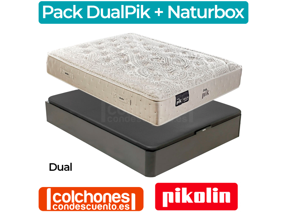 Pack Colchón Premium DualPik Dual y Canapé Naturbox Tapa 3D Pikolin